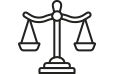 Icon of the scales of justice next to the text THE LAW IS ON YOUR SIDE on a tan background.